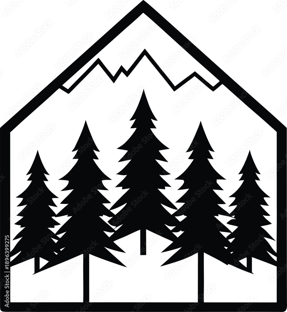 Obraz premium set of icons of trees