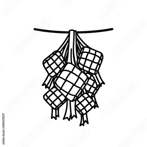 Meat products hanging on a line to dry