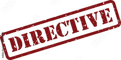 Red grunge rubber stamp clearly displays the important word directive on a clean white surface