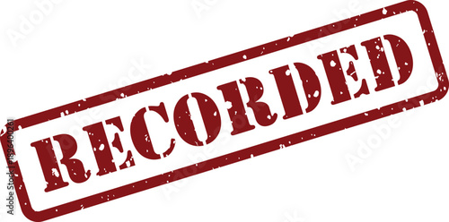 Red rectangular rubber stamp clearly displays the word RECORDED on a pristine white background