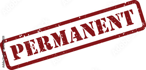 Red rubber stamp impression with the word PERMANENT in bold capital letters against a pristine white background