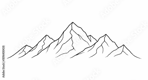 Stylized line drawing of a majestic mountain range.
