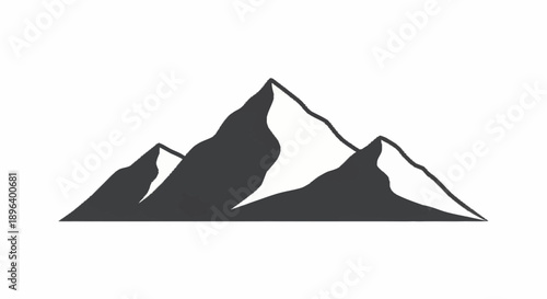 Stylized mountain range silhouette with snow caps.