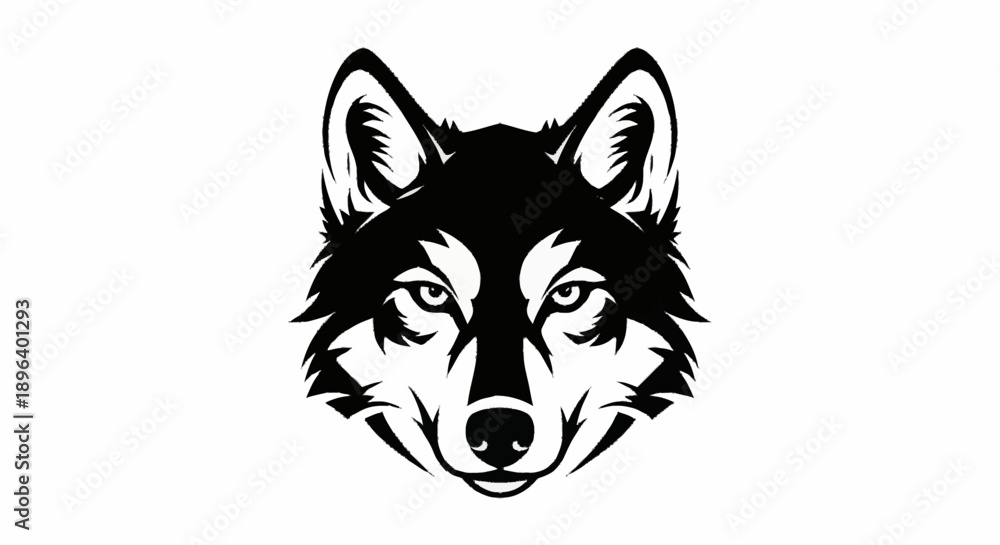 Fototapeta premium Stylized Wolf Head Silhouette Vector Art.