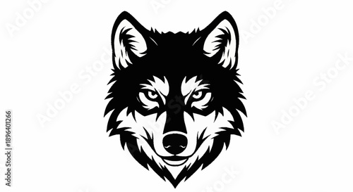 Stylized Wolf Head Silhouette Fierce Expression.