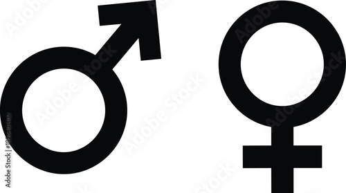 gender symbol male female icon sign equality identity sex silhouette black white