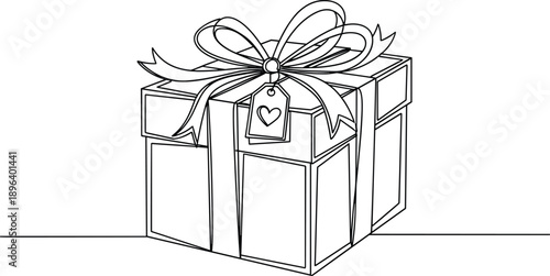 gift present box ribbon bow surprise love celebration holiday birthday valentine wedding illustration