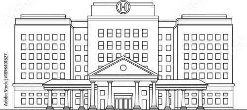 hospital building medical healthcare clinic architecture emergency facility health institution illustration outline