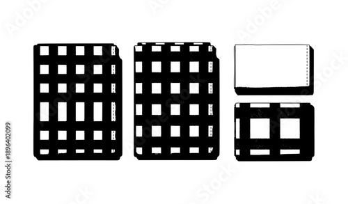 Realistic vector set of folded gingham tablecloths and white linen kitchen towels