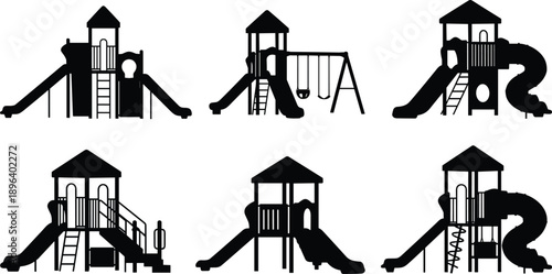 playground playset slide swing park children equipment silhouette icon outdoor safety