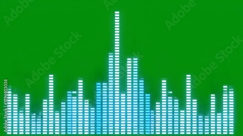 Abstract equalizer visual display on green screen for audio editing