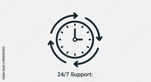 A vintage vector illustration of a circular clock face design featuring a business timer icon symbol to track every hour minute and second of the day