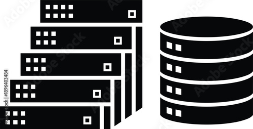 server database storage data center hosting cloud computing network technology icon illustration