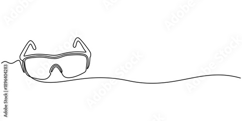 Sunglasses icon continuous one line drawing. Single line art sunglass. Minimalist style line art outline sunglasses vector illustration, Sunglasses continuous one line drawing in a minimalist style