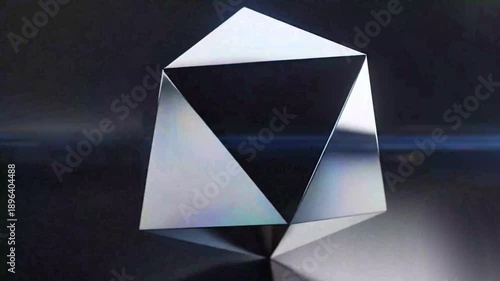 Abstract geometric shape with light and shadows in dark environment
