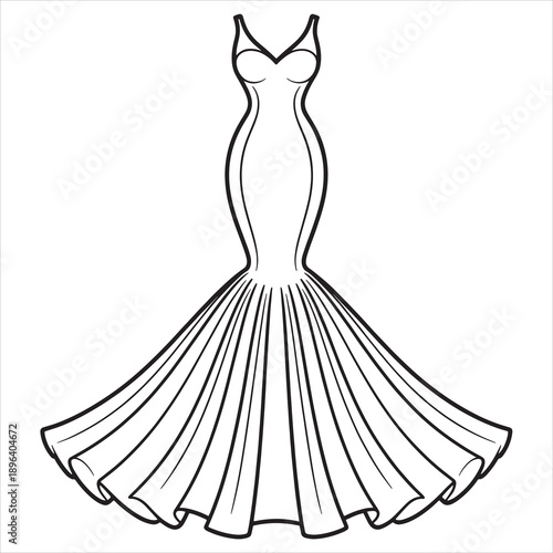 illustration vector of a fishtail dress