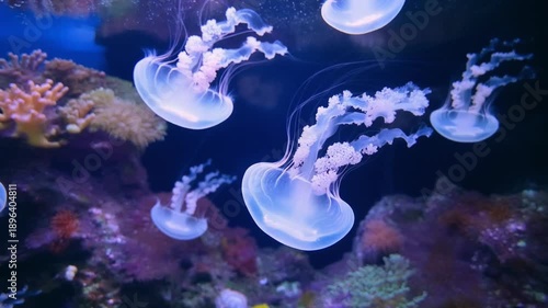 Wallpaper Mural Aquatic Dance: Mesmerizing Jellyfish Gracefully Floating in Underwater Realm of Enchantment Torontodigital.ca