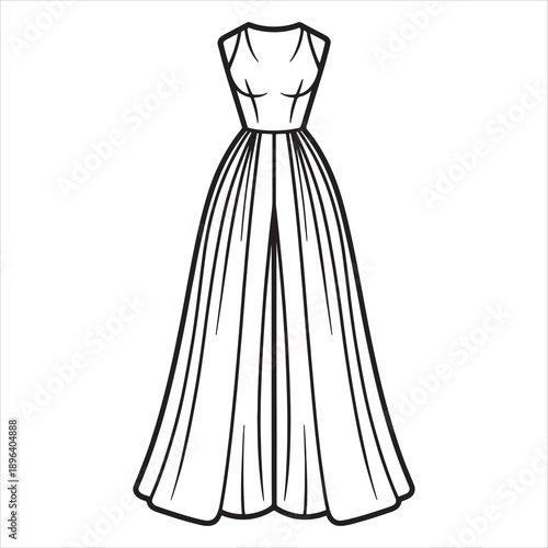 palazzo dress illustration vector line art