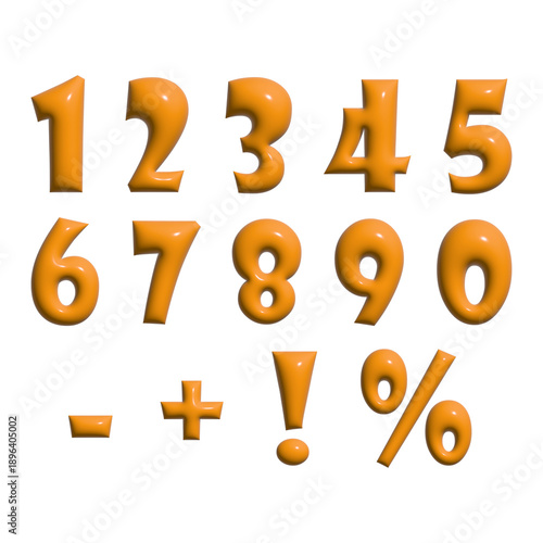 3D Realistic Gold Foil Balloon Numbers Set