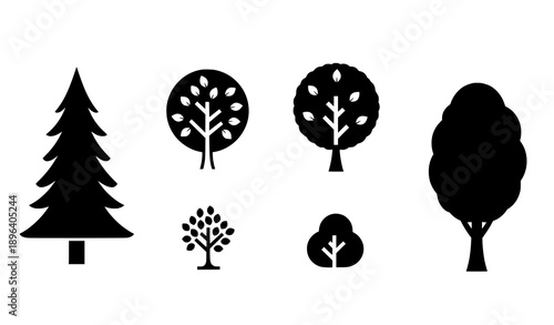 Minimalist flat tree silhouettes for nature and eco-friendly projects