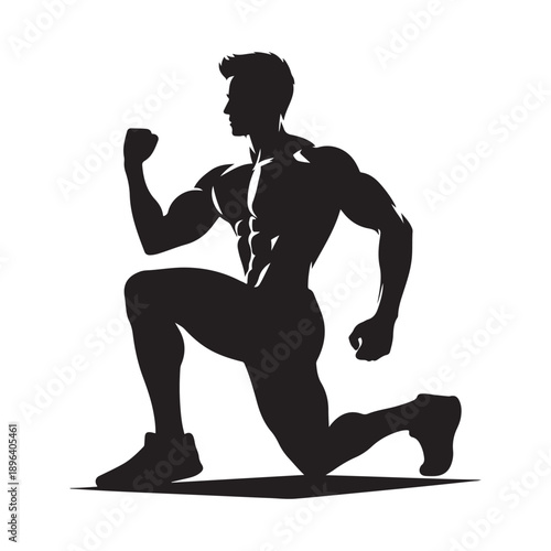 gym trainer vector silhouette clip art logo design illustration. abstract gym icon collection