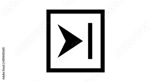 Next track or skip forward icon in a black and white square frame