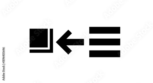 User interface icon illustrating the process of collapsing a list into a single view