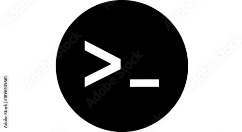 Black and white minimalist command prompt icon representing a console or terminal application