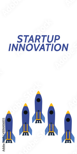 Rocket launch in web banner. Concept of startup innovation, business planning, startup project, project business, growth strategy in flat design vector illustration.