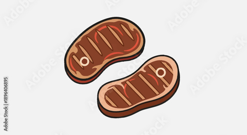 Two grilled t-bone steaks with grill marks and bone.