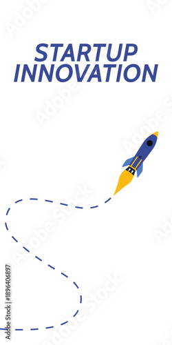 Rocket launch in web banner. Concept of startup innovation, business planning, startup project, project business, growth strategy in flat design vector illustration.