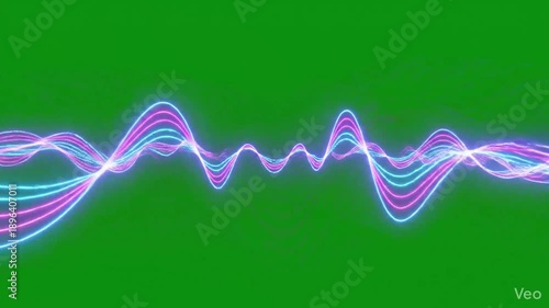 Abstract glowing waveform on green screen for motion graphics