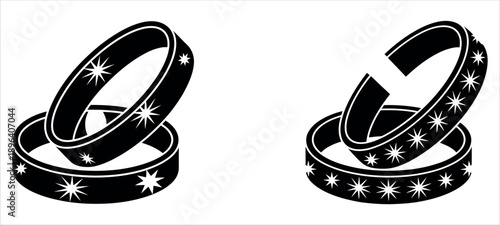 Black and white Bangles with star designs vector illustration.