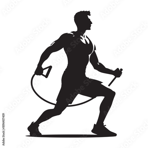 gym trainer vector silhouette clip art logo design illustration. abstract gym icon collection