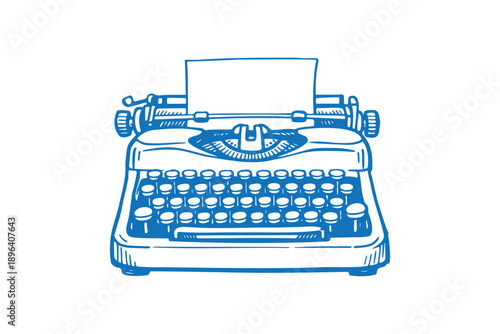 Vintage thrifting vintage typewriter illustration on a isolated