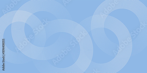 Abstract circle lines on light blue background. Geometric stripe line art design for poster, brochure, cover, website, header, web banner, presentation.