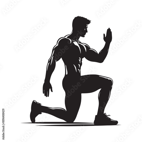 gym trainer vector silhouette clip art logo design illustration. abstract gym icon collection