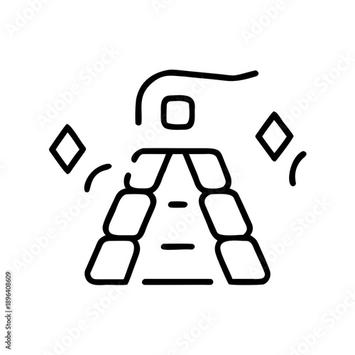 Gold bar stack with diamonds in minimalist line art style  