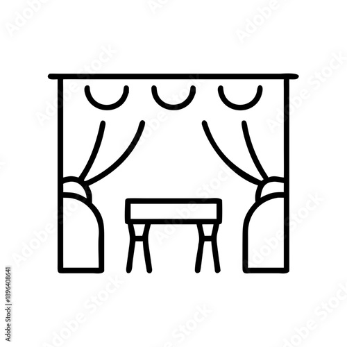 Minimalist living room with curtains and table in simple design  