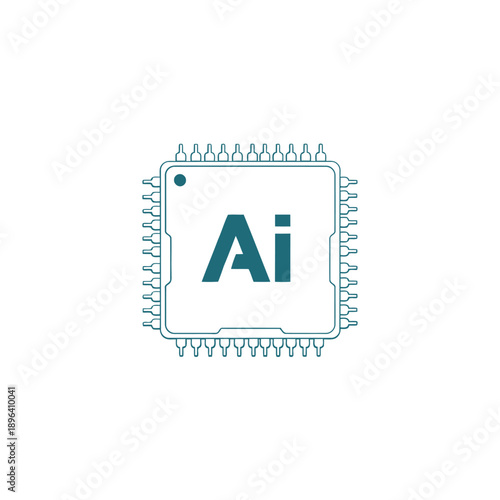 Modern chip graphic with artificial intelligence Ai lettering design illustration