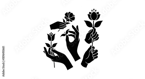 Vector hand holding a tree silhouette illustration