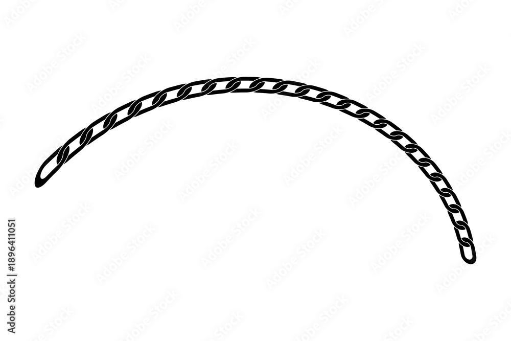 Obraz premium Arched Black Outline Chain Link Segment Sketch for Minimal Design and Connection Strength Concept isolated on transparent background wireframe doodle stroke line vector graphic art simple