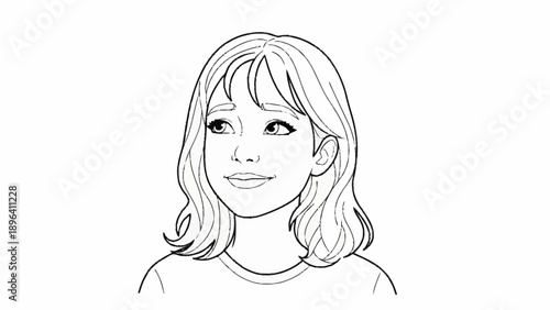 Young girl with wavy hair looking to the side with a slight smile.