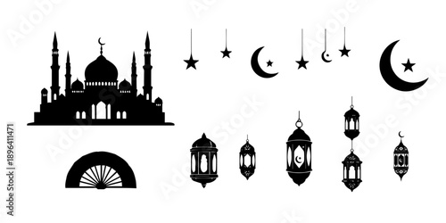Ramadan elements and islamik icon element vector illustration 