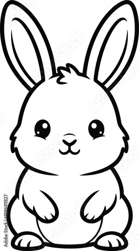 Adorable cartoon rabbit outline illustration perfect for kids' creative activities