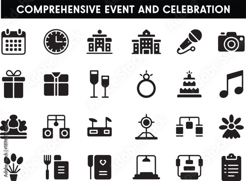 Comprehensive Event and Celebration Icon Set