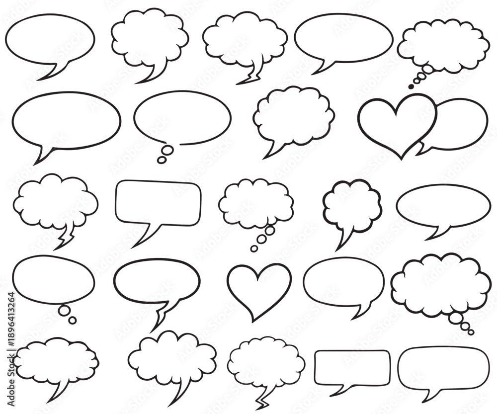 Fototapeta premium A collection of 25 different speech bubbles and chat icons