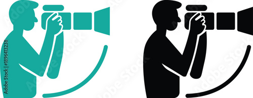 Modern and Minimal camera man icon.