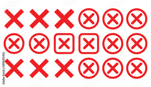 Checklist vector icon set, checkmarks, cross symbols, and clipboard designs vector style. Perfect for task management, to do lists, forms, and productivity related projects