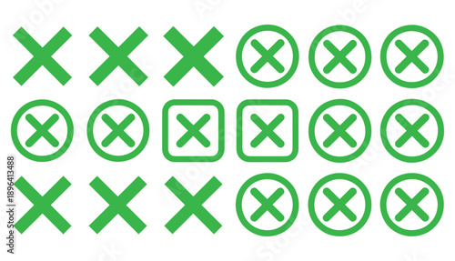 Checklist vector icon set, checkmarks, cross symbols, and clipboard designs vector style. Perfect for task management, to do lists, forms, and productivity related projects